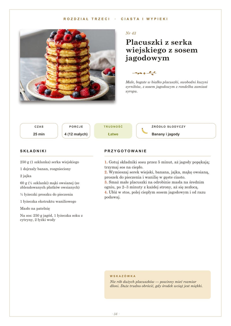 Strona z książki: Placuszki z sosem jagodowym